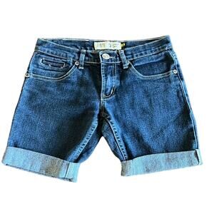 Zippy Ziggy Blue Denim Jeans Shorts Juniors Size 26 Cut offs Long Roll Up